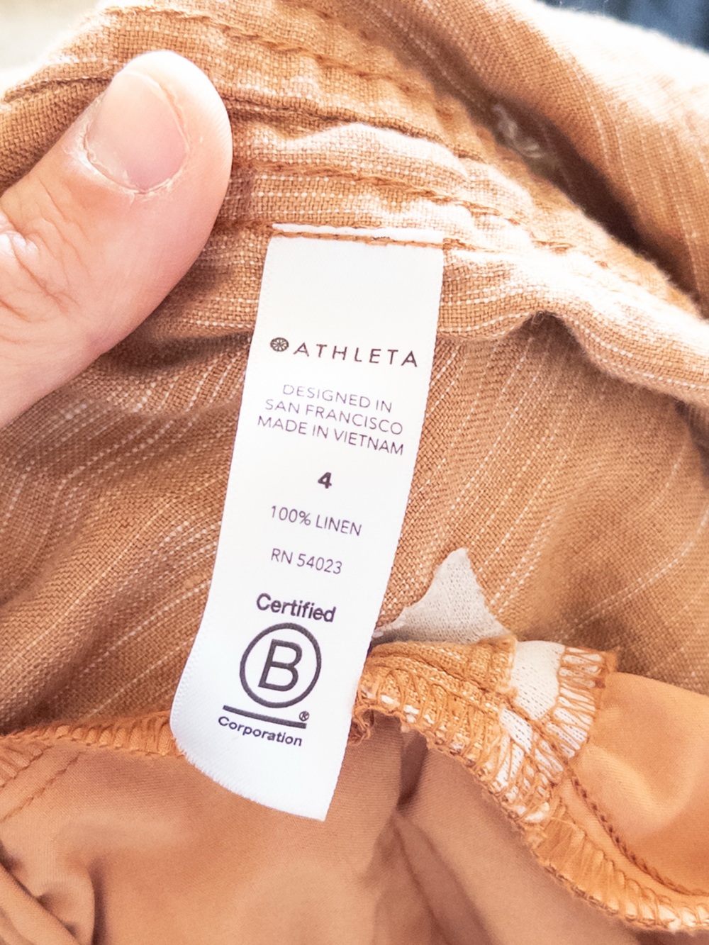 Athleta Cabo Linen Textured Wide Leg Pants size 4 Tan Brown Pull On Beach Travel - Picture 12 of 12